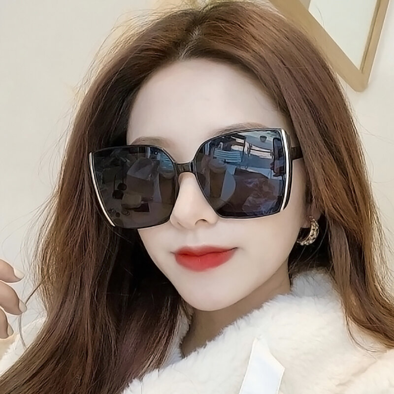 보호스코 패션 대형 선글라스 섹시한 여성 빅 프레임 렌즈 미러 클리어 렌즈 태양 안경 여성 UV400 안경