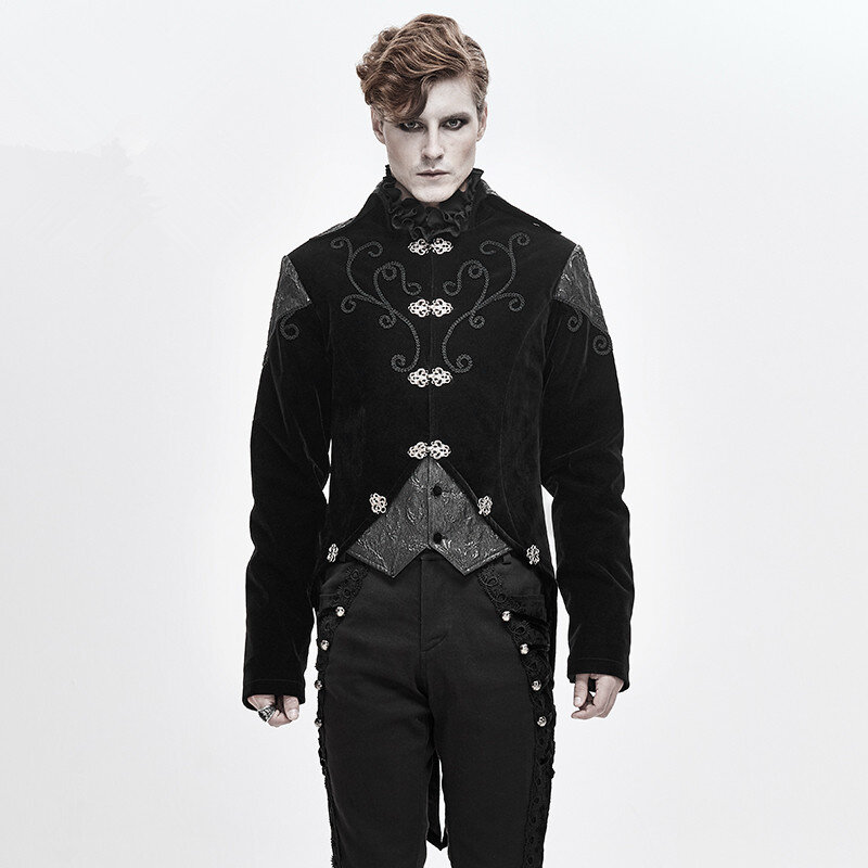 New Men's Black Coat Trench Vintage Cosplay Coat Mens Tailcoat Jacket Goth Steampunk Uniform  Praty Outwear Coat