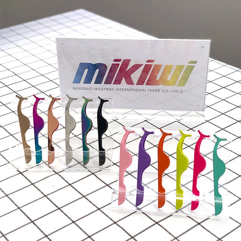 Mikiwi-Pinzas para pestañas postizas en forma de T, aplicador de pestañas postizas, rizador de extensión, pinza auxiliar, herramienta de maquillaje