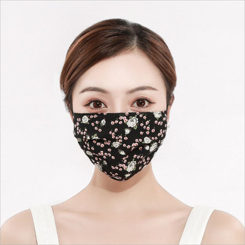 Lote de mascarillas faciales de chifón reutilizables para mujer, máscara respirador para la boca con protección antipolvo PM2.5, filtro de 2 capas, ajustable, lavable, lote de 2 unidades