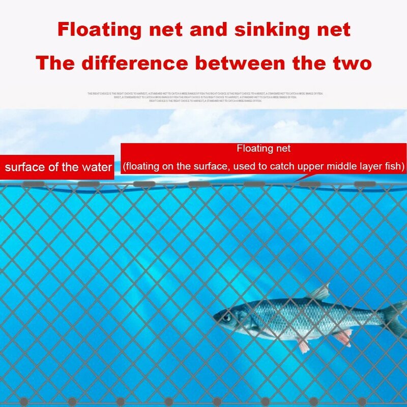 Rede de pesca de três camadas única malha náilon float armadilha monofilamento gill net pesca acessórios para fundição mão rede