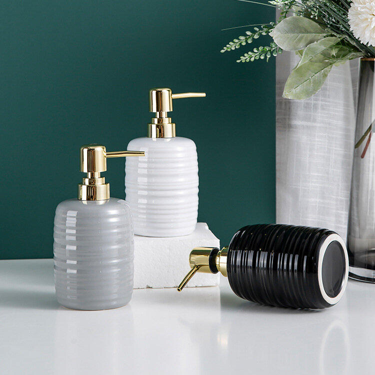 2021 Ceramic Hand Sanitizer Bottle Bathroom Accessories Hotel Bathroom Kitchen Lotion Pump Shampoo Shower Gel Sub Bottle