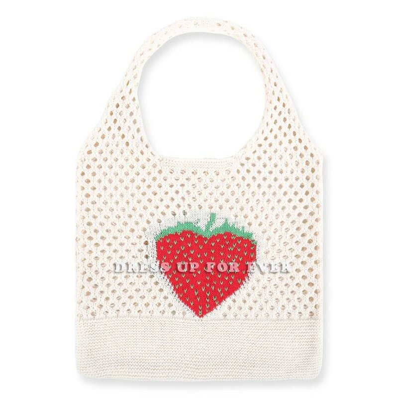 Women's Bag Knitting Wool Summer Strawberry Hollow Out Shoulder Bags Versatile Large Capacity Student Korean Fashion Handbag