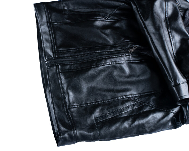 Мужская кожаная куртка с длинным рукавом, однотонная черная теплая Повседневная куртка из искусственной кожи, мотоциклетная верхняя одежд...