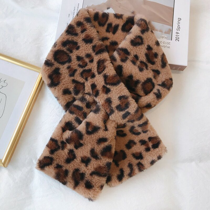 Cachecol feminino leopardo impressão cachecol manter quente moda inverno falso pele senhora cachecol macio outerwear sólido grosso xale para a menina do sexo feminino