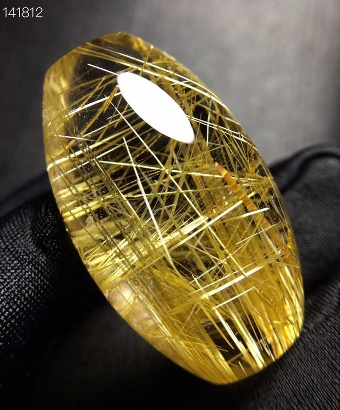 Colgante de barril de Cuarzo rutilado de oro Natural para mujer y hombre, joyería de cristal rutilado rico de 34x21,5x19mm, AAAAAA de Brasil