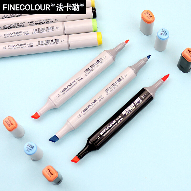 FINECOLOUR-rotuladores artísticos de doble punta EF100/EF101/EF102, 240/160/480 colores, marcadores a base de Alcohol para dibujo artístico, Manga y animación