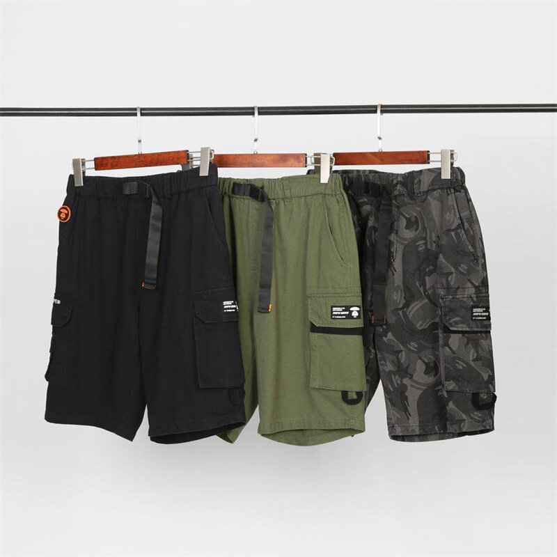 Pantalones cortos con estampado de abecedario para hombre, ropa de trabajo con cinturón informal Harajuku, 2021