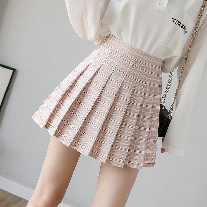 Faldas plisadas de estilo Preppy para mujer, minifalda a cuadros de cintura alta, Harajuku, Chic, de verano