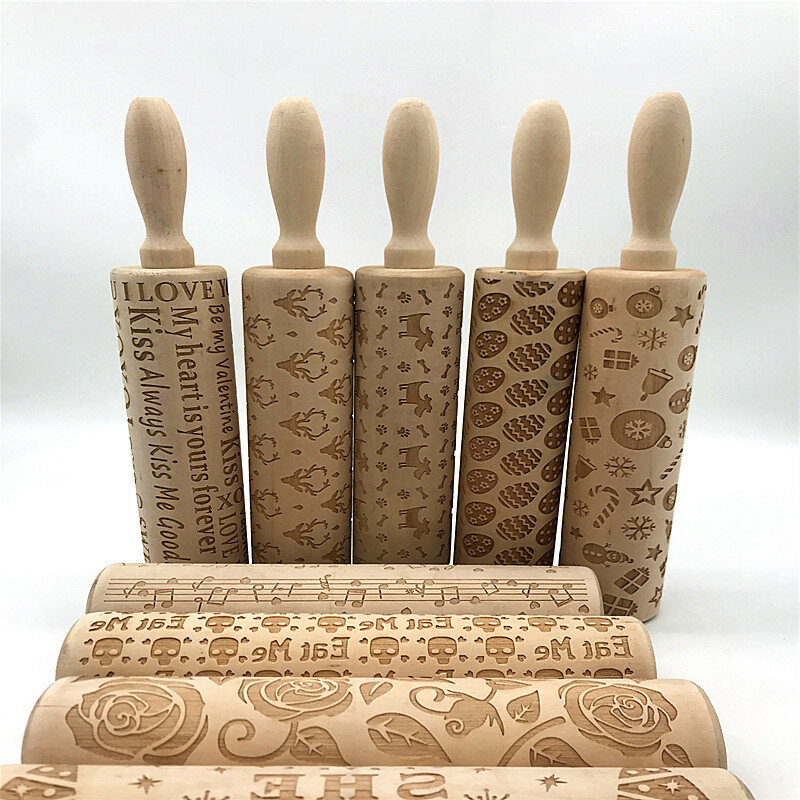 Christmas Print Rolling Stick Laser Engraving and Embossing Rolling Stick Animal Biscuit