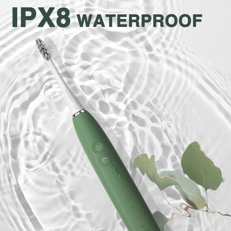 Boyakang ultrassônica escova de dentes elétrica 5 modos limpeza inteligente timing ipx8 dupont britles à prova dusb água carregador usb byk13