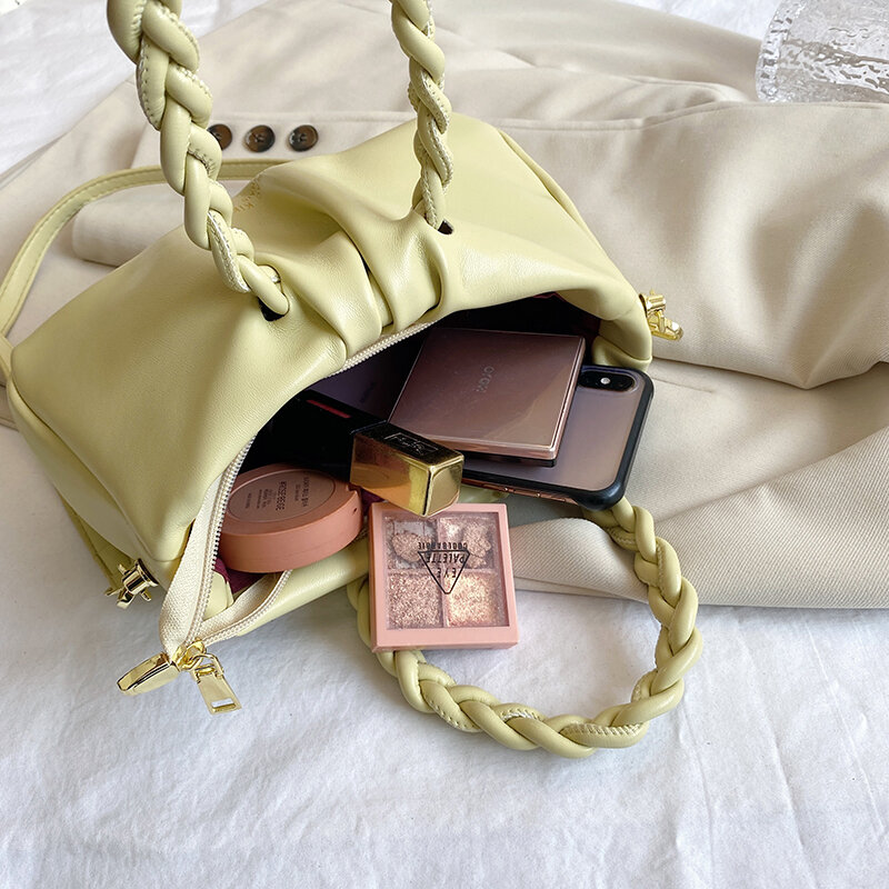 Bolso cruzado de cuero para mujer, bandolera de cuero de alta calidad de color sólido de hombro, de diseñador de lujo, bolso clásico, 2021