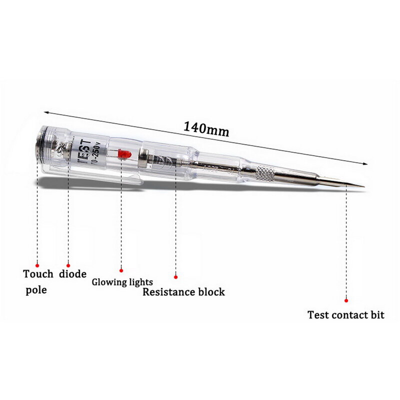 Penna per Tester indotta impermeabile cacciavite sonda rilevatore di Tester di luce/DC 70-250V matita per penna di prova