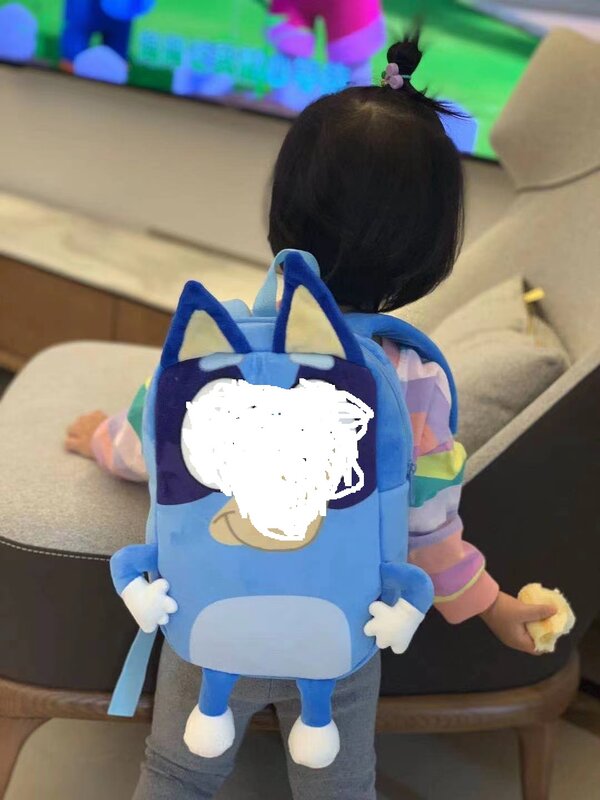 Cartoon rodzina psów pluszowa torba dzieci szkolne torby niebieski Bingo pluszowa zabawka Mini plecak prezent dla dzieci
