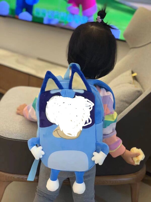 Bolsa de felpa con dibujos animados para niños, Mini mochila escolar con dibujos de la familia de los perros, color azul, para regalo