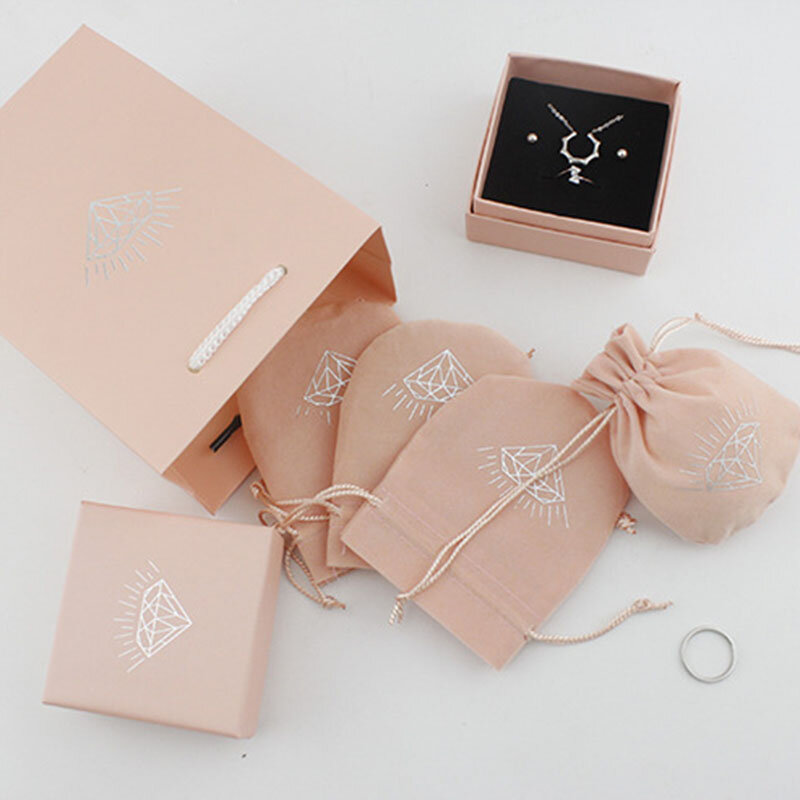 Прямая поставка серьги кольцо ожерелье ювелирные изделия Подарочная коробка бархатный мешок Подарочный пакет