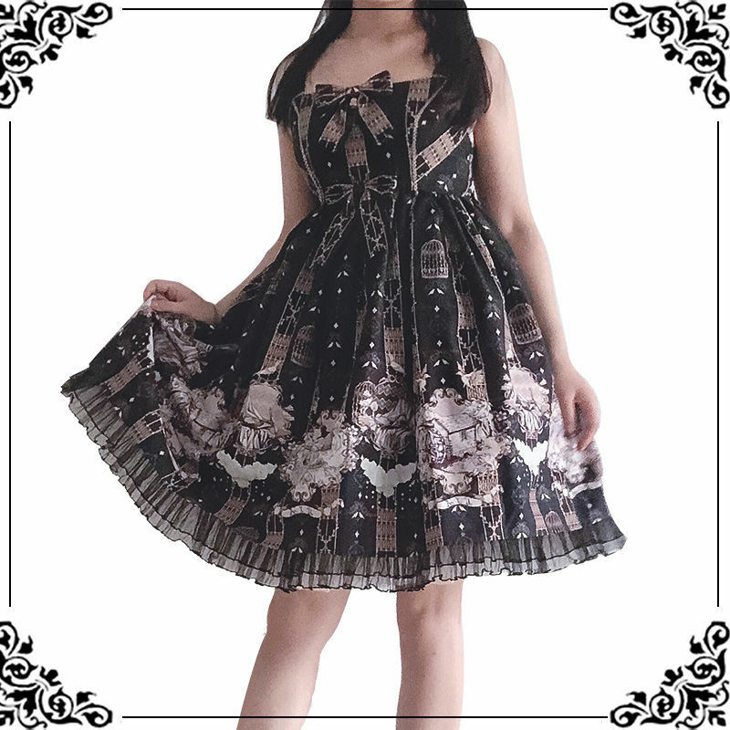 Gothic Lolita Jsk Dress Dark Classic Cosplay Crow and Junior Lolita JSK Sling Dress Tea Party Clothing