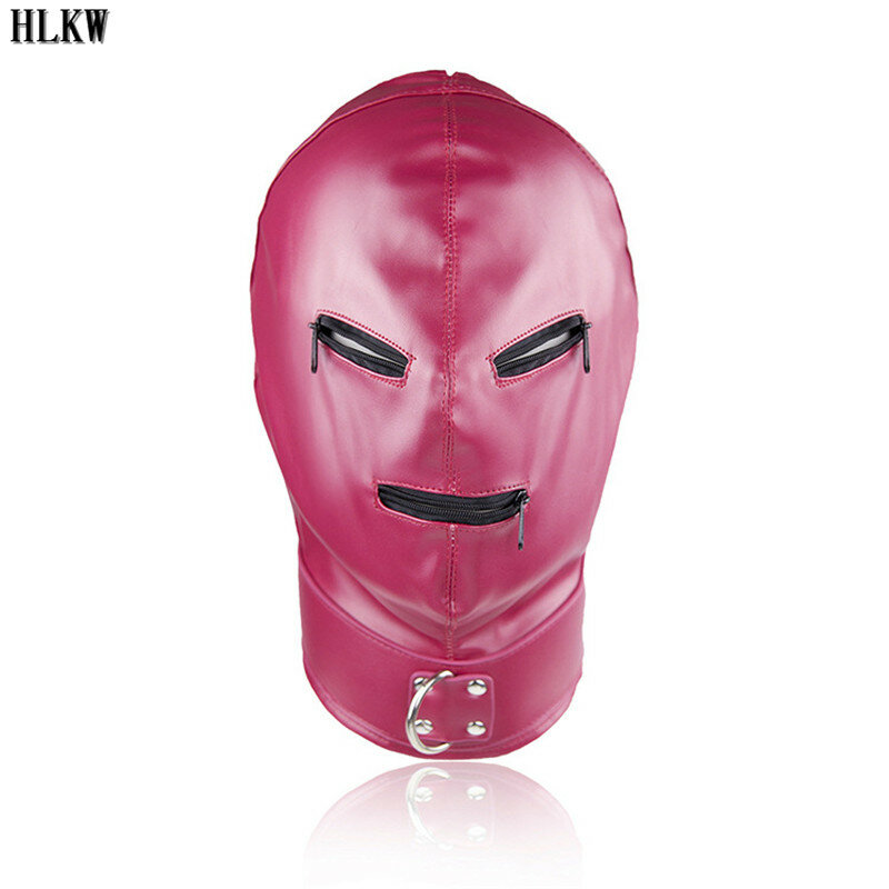 Leather Head Harness Dildo Hood Mask Bondage Restraints BDSM Cosplay Blindfold&Gag,Sexy Costumes Exotic Apparel Toys for adults