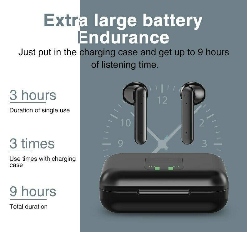 Earbud Bluetooth Headphone Earphone HiFi Nirkabel untuk iPhone Samsung Android