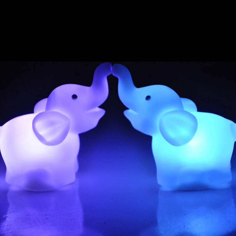 7 Changing Colors Lovely Elephant Shape LED Night Light Decoration Candle Lamp Nightlight Children Kid Gift