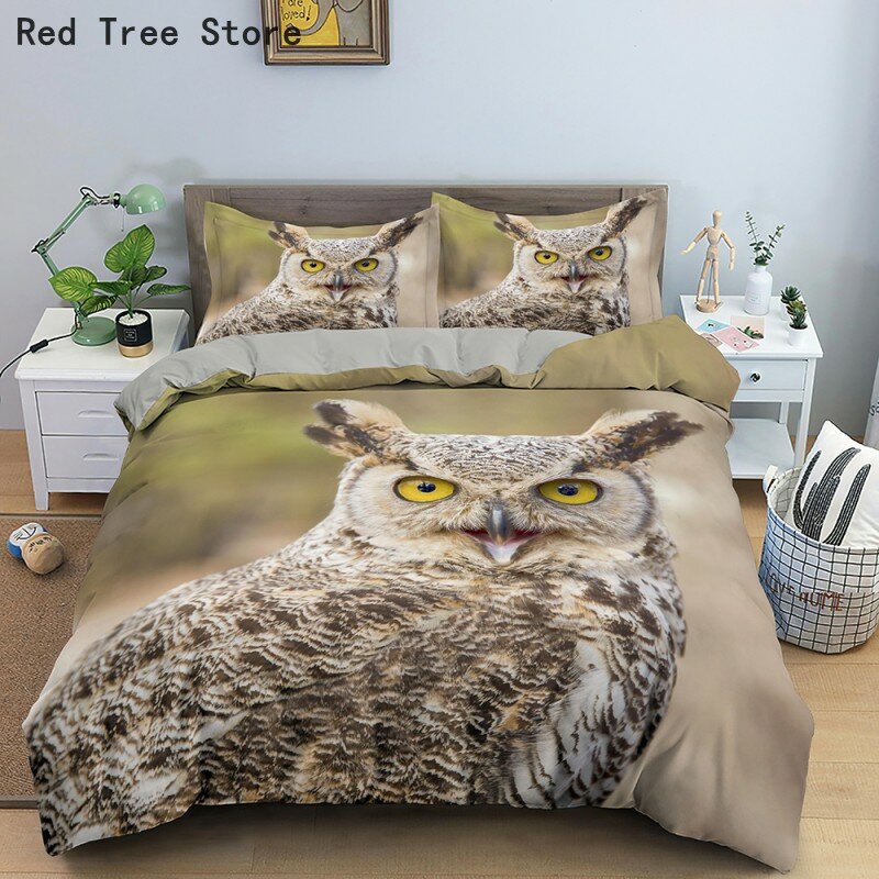 Owl Pattern Bedding Set 3d Animal, King Size Owl Bedding