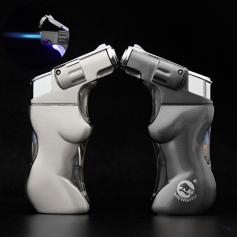 โลหะแก๊สสเปรย์ปืนบุคลิกภาพ Creative Blue เปลวไฟขนาดเล็กสเปรย์ปืนบิวเทนเชื่อมไฟฉาย Windproof Lighter อุปกรณ์ส...