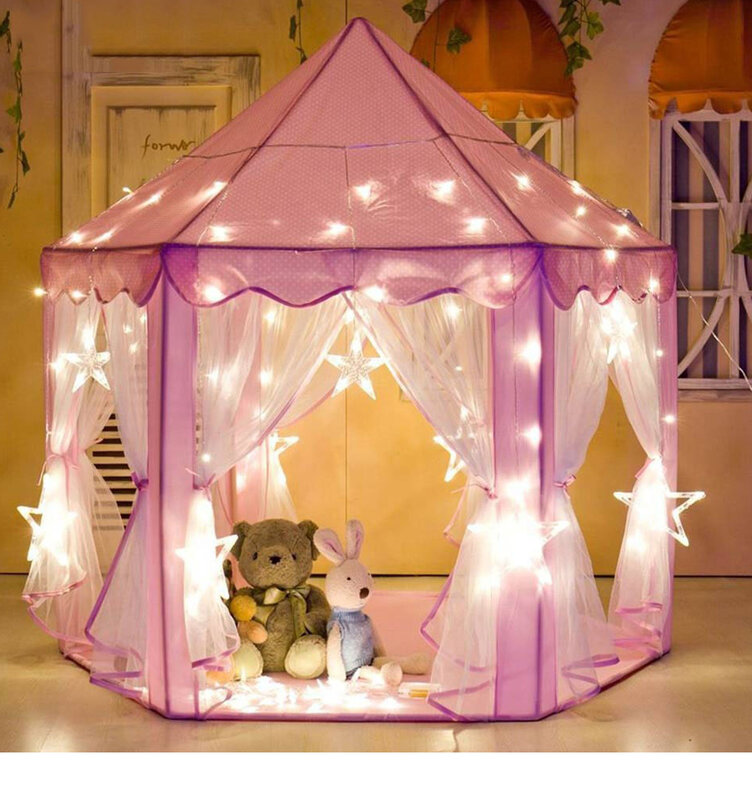 女の子のおもちゃ子供テントピンクの子テント女の子ティピーランファンゲームをプレイティーピーリトルハウスベビーキャンペーン家の王女子供のテント
