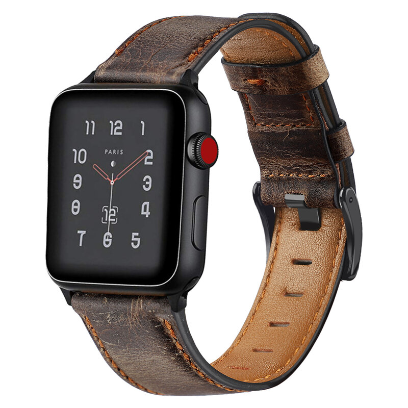 Zespół w stylu vintage dla Apple opaski do zegarka skóra 38mm 44mm 40mm 42mm wymiana oryginalne skórzane paski dla I opaski do zegarka 83011