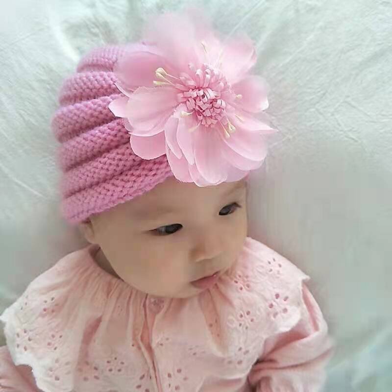 1 pz neonato confortevole caldo berretti di lana a maglia carino fiori fatti a mano cappelli infantili copricapo per bambini regali di natale puntelli foto