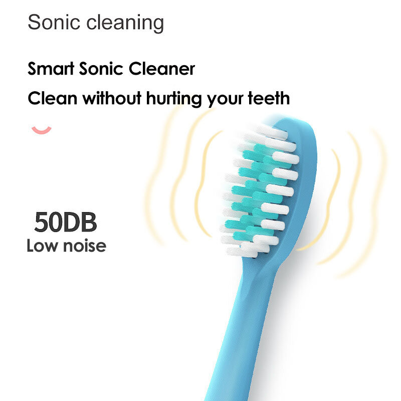Cepillo de dientes eléctrico para niños de 3 a 12 años, limpieza sónica con dibujos animados, impermeable IPX7, reemplazo de cabezal, Cargador USB, tiempo inteligente