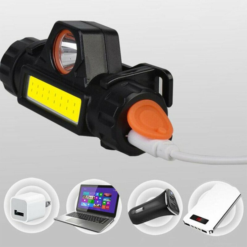 Practical COB LED Rechargeable HeadlampTorch Headlight Flashlight 2 Modes Outdoor Camping Head Lighting