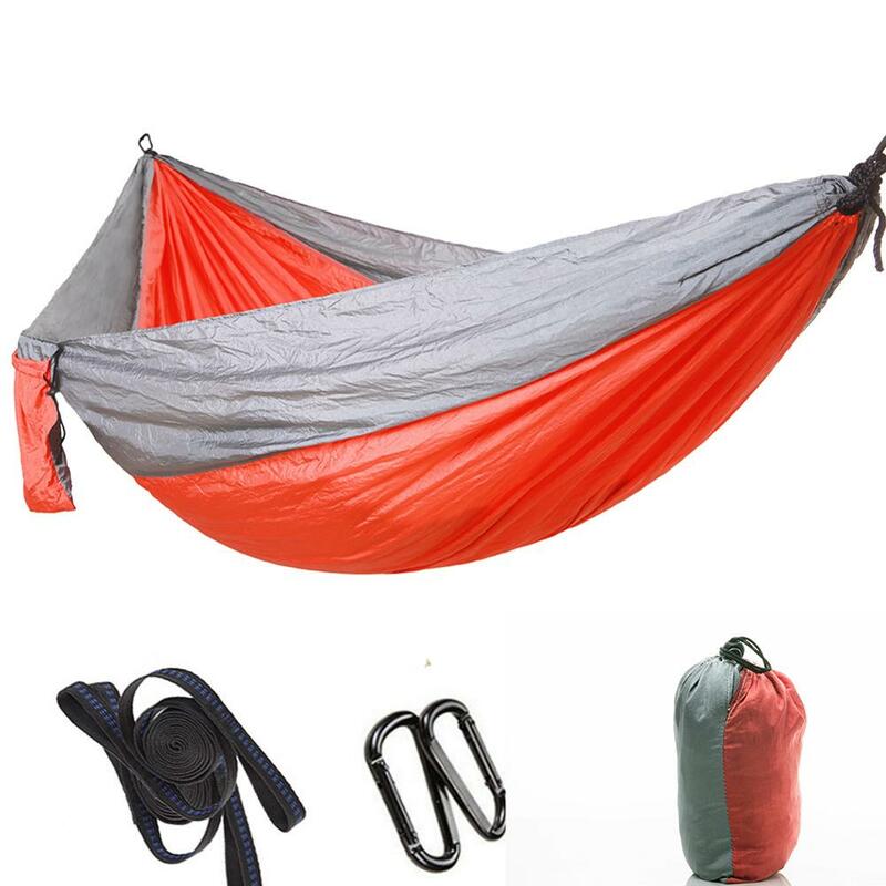 Hamaca grande para acampar al aire libre para dos personas, cama colgante portátil ultraligera de 210T, tela de paracaídas de nailon de 300x200cm, 118 "x 78"