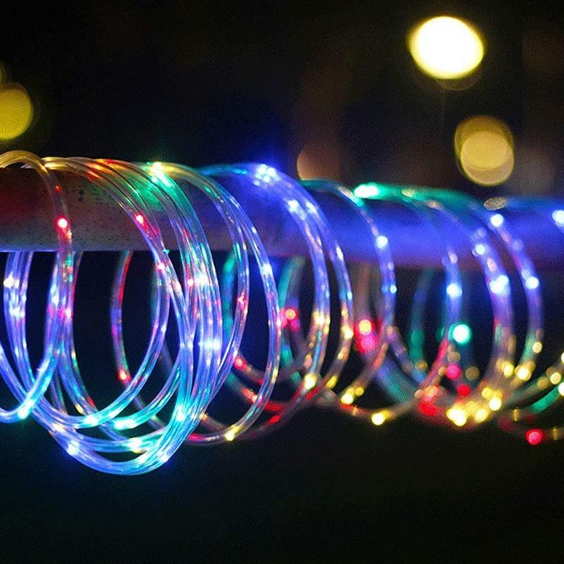 Tubo de luz LED impermeable para exteriores, luces de hadas con Control remoto, decoración para jardín de Navidad, 12 m, 100 LED, 8 modos