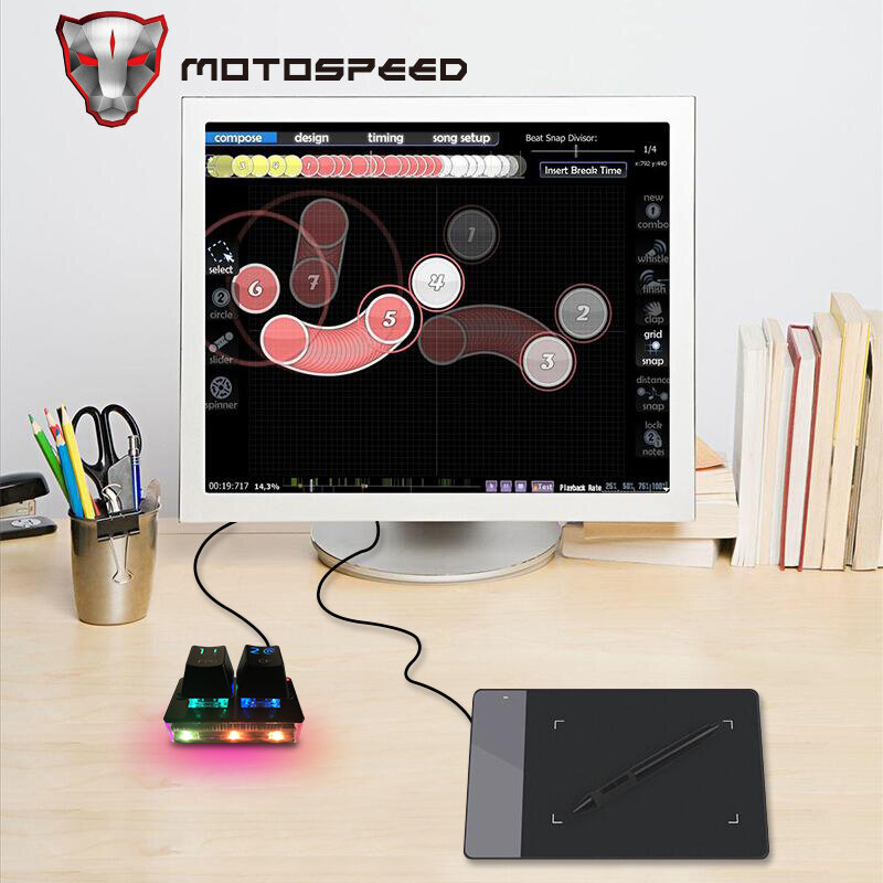 Motospeed-mini teclado mecânico k2, configuração profissional para jogos osu, com fio, jogo música