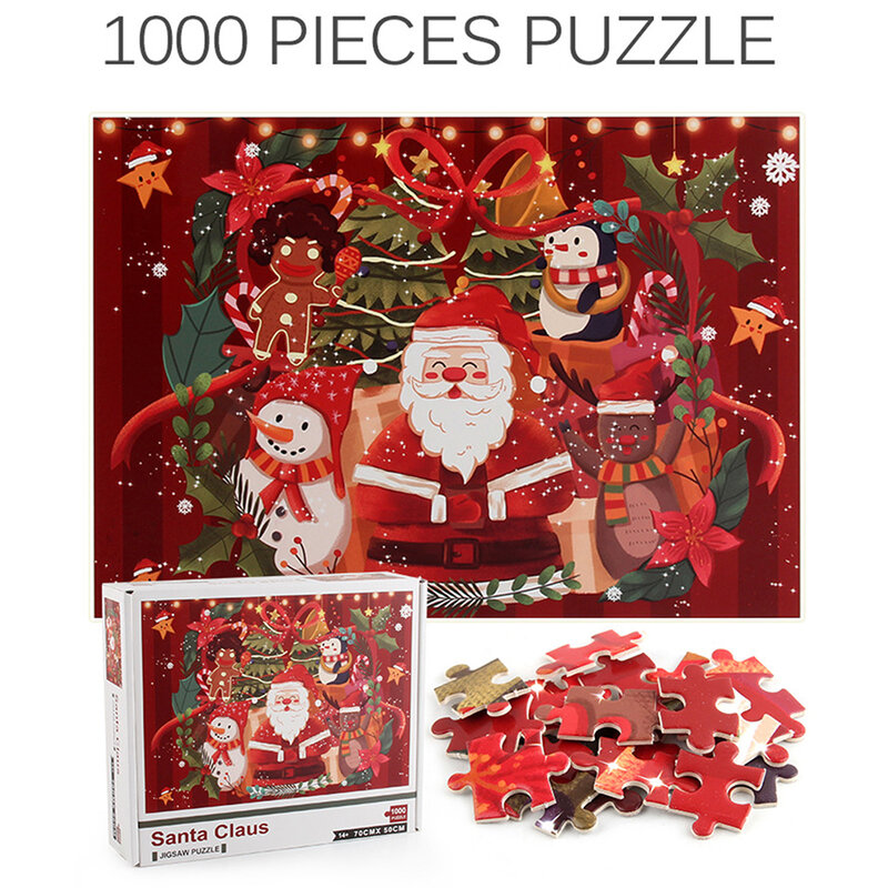 1000Pcs Santa Muster Jigsaw Puzzle Weihnachten Geschenk Selbst Montage für Kinder Spiele