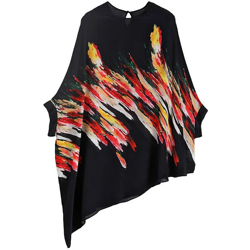 Женская шелковая рубашка, Свободный Топ из шелка тутового шелкопряда с длинным рукавом и круглым вырезом, лето 2020