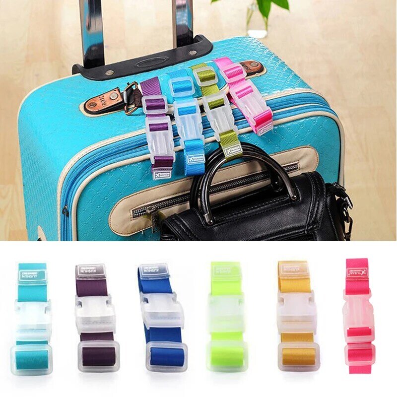 Adjustable Luggage Straps Nylon Luggage Accessories Hanging Buckle Straps Suitcase Bag Straps Belt Lock Hooks Travel Supplies