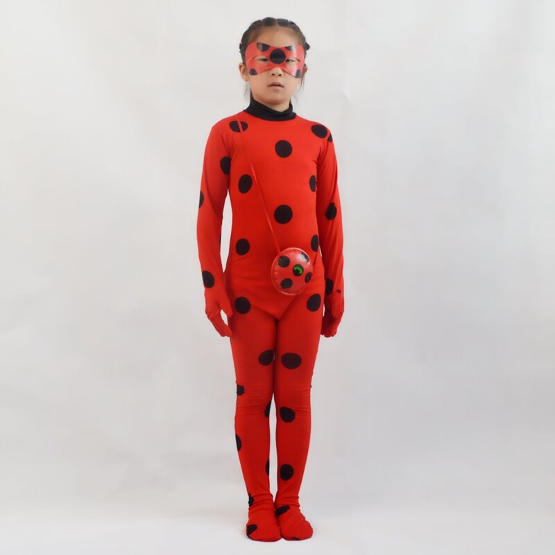 Traje de halloween para crianças menina-vermelho joaninha pouco besouro vestir-se terno macacão festa cosplay para adolescente criança