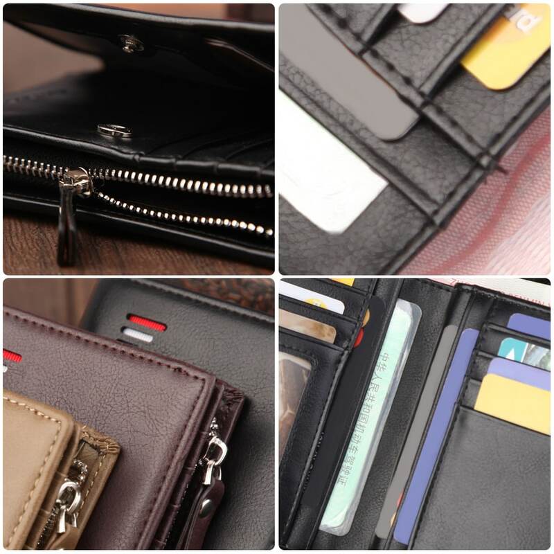 Men PU Leather short Wallet With Zipper Coin Pocket Vintage Big Capacity Male Short Money Purse Card Holder New