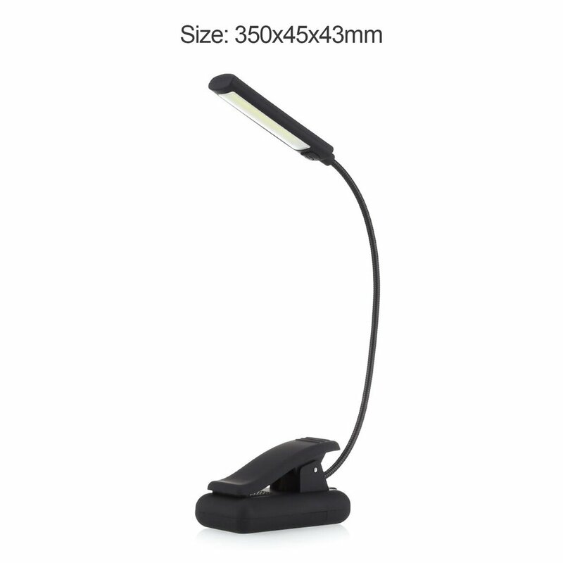 Luz LED de lectura con Clip de batería USB, lámpara de soporte de brazo Flexible COB de 6W para portátil, Notebook, luz nocturna portátil de trabajo