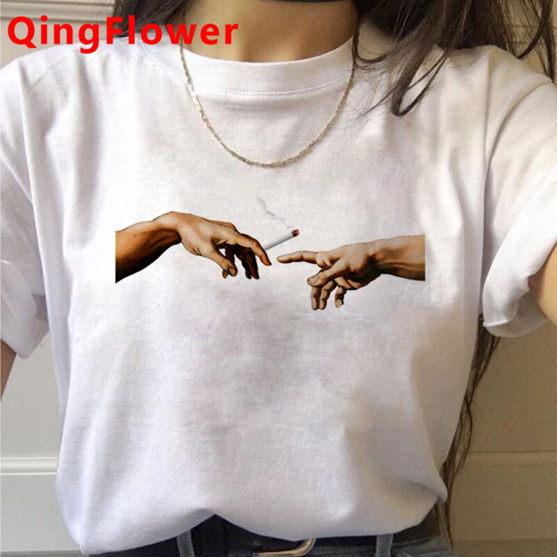 Camiseta de estética de Michelangelo para mujer, ropa kawaii para parejas, harajuku, kawaii, camiseta informal, top de verano, ulzzang