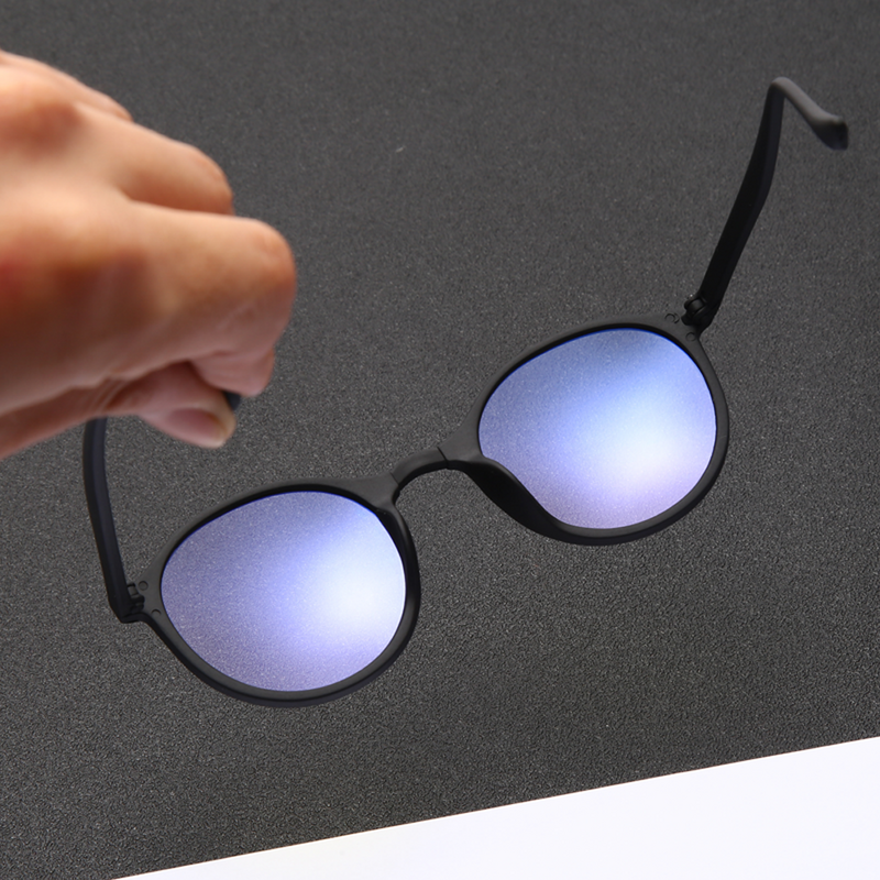 Armações de óculos redondos antiluz azul, armação de óculos unissex e vintage de lentes transparentes, preto fosco, retrô e unissex
