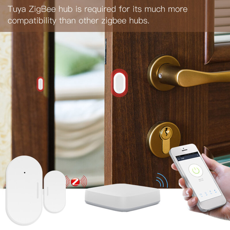 1-8PCS ZigBee Smart Tür Sensor Fenster Sensor,Home Security, smartLife Tuya Echt-Zeit Status-Monitor Anti-diebstahl Hub Erforderlich