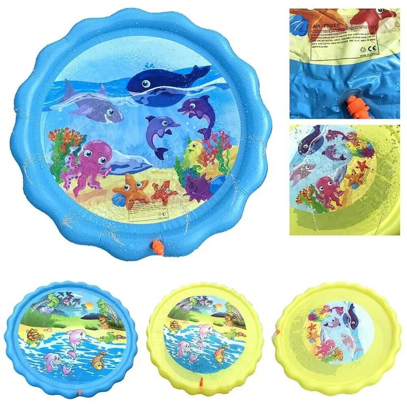 夏子供海動物インフレータブル振りかけるスプラッシュマット水スプレーゲームパッドおもちゃかわいいパターン水再生クッション