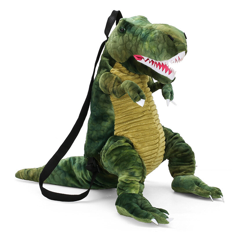 Mochila de dinosaurios en 3d para niños, bonita mochila de felpa con viñetas de animales