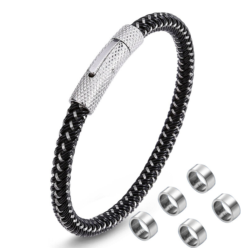 Nome personalizado pulseira para homens personalizado pulseira de homem com nome preto pulseiras de couro genuíno grânulo presente da família jóias masculinas
