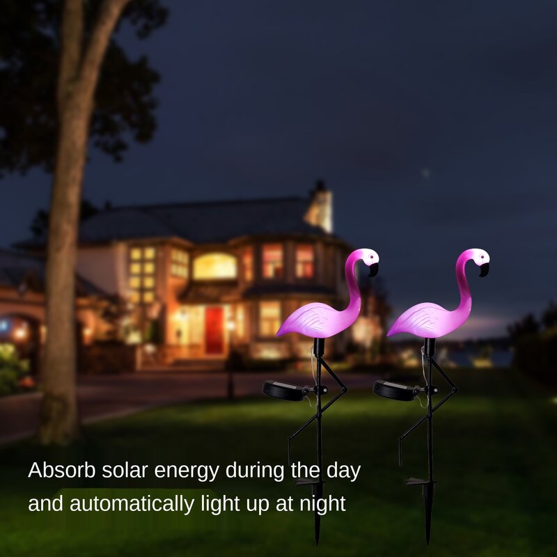 단일 플러그 플라밍고 태양 에너지 정원 램프 야외 안뜰 태양 지상 램프 잔디 풍경 램프 태양 전원 요정 조명
