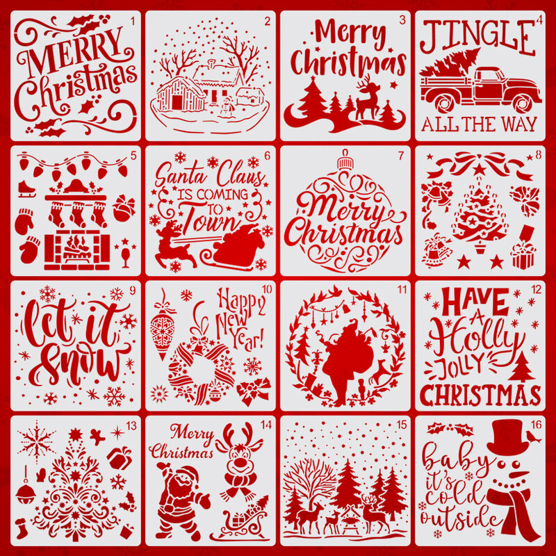 15*15 Merry Christmas Layering Stencils for Diy scrapbook/photo album Decorative Embossing Painting Drawing stencil,home decor
