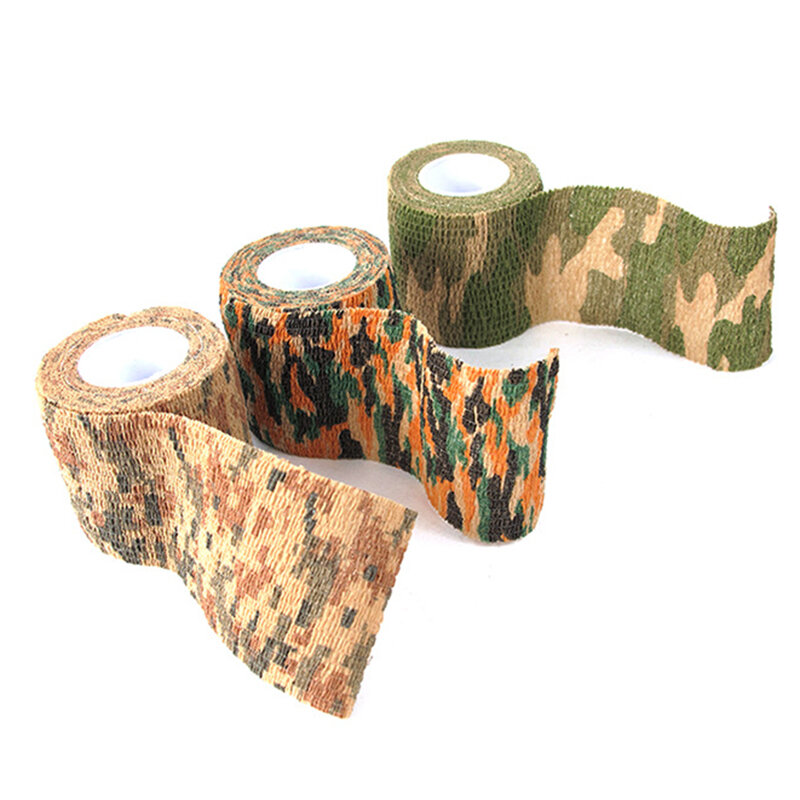 Nieuwe Camping Camouflage Stealth Duct Tape Wrap Camouflage Fietsen Waterdicht Stickers Camouflage 5Cm * 4.5M Camo Gun Hunting