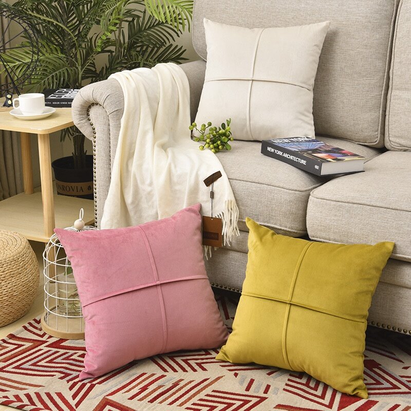 Capa de almofada de veludo fronha cor sólida sala de estar capa decorativa almofadas sofá capa de almofada travesseiro